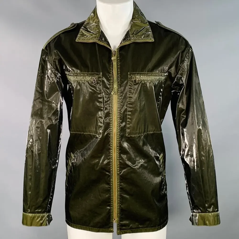 MR & MRS Size XS Green Olive Shimmery Cotton Blend Parka Jacket
